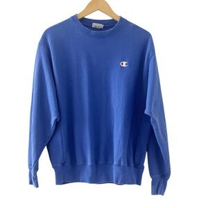 CHAMPION Blue Crewneck Sweatshirt Embroidered Logo Size Large